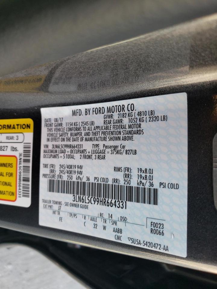 Zdjęcie 10 z aukcji – 2017 LINCOLN MKZ SELECT z VIN 3LN6L5C99HR664331