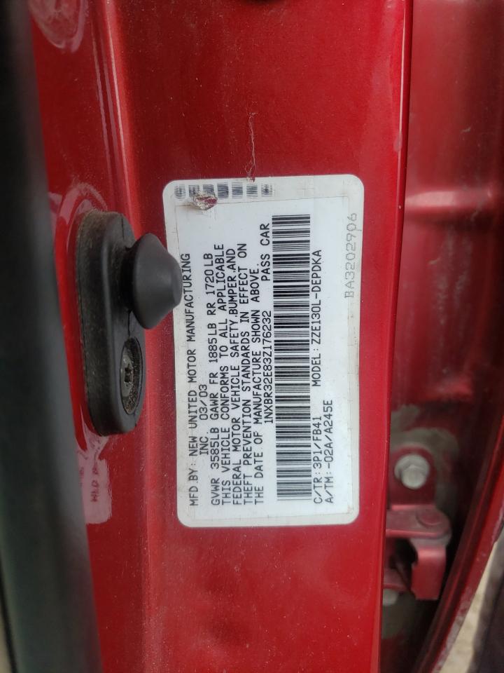 Photo 10 from auction – 2003 TOYOTA COROLLA CE with VIN 1NXBR32E83Z176232