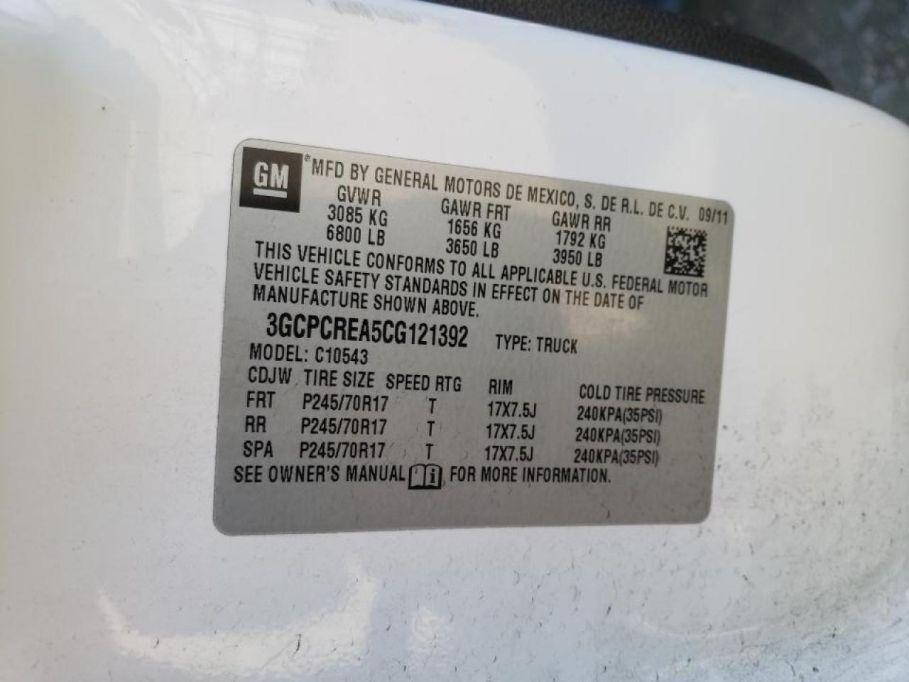 Photo 10 from auction – 2012 CHEVROLET SILVERADO with VIN 3GCPCREA5CG121392