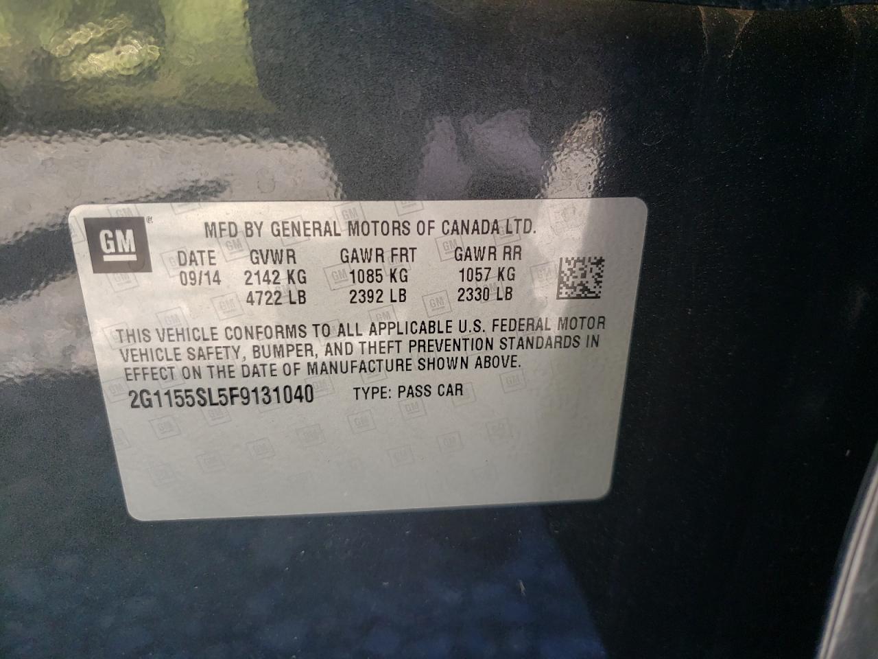 Photo 10 from auction – 2015 CHEVROLET IMPALA LTZ with VIN 2G1155SL5F9131040