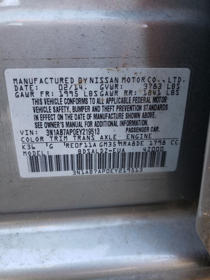 Photo 10 from auction – 2014 NISSAN SENTRA S with VIN 3N1AB7AP0EY219513