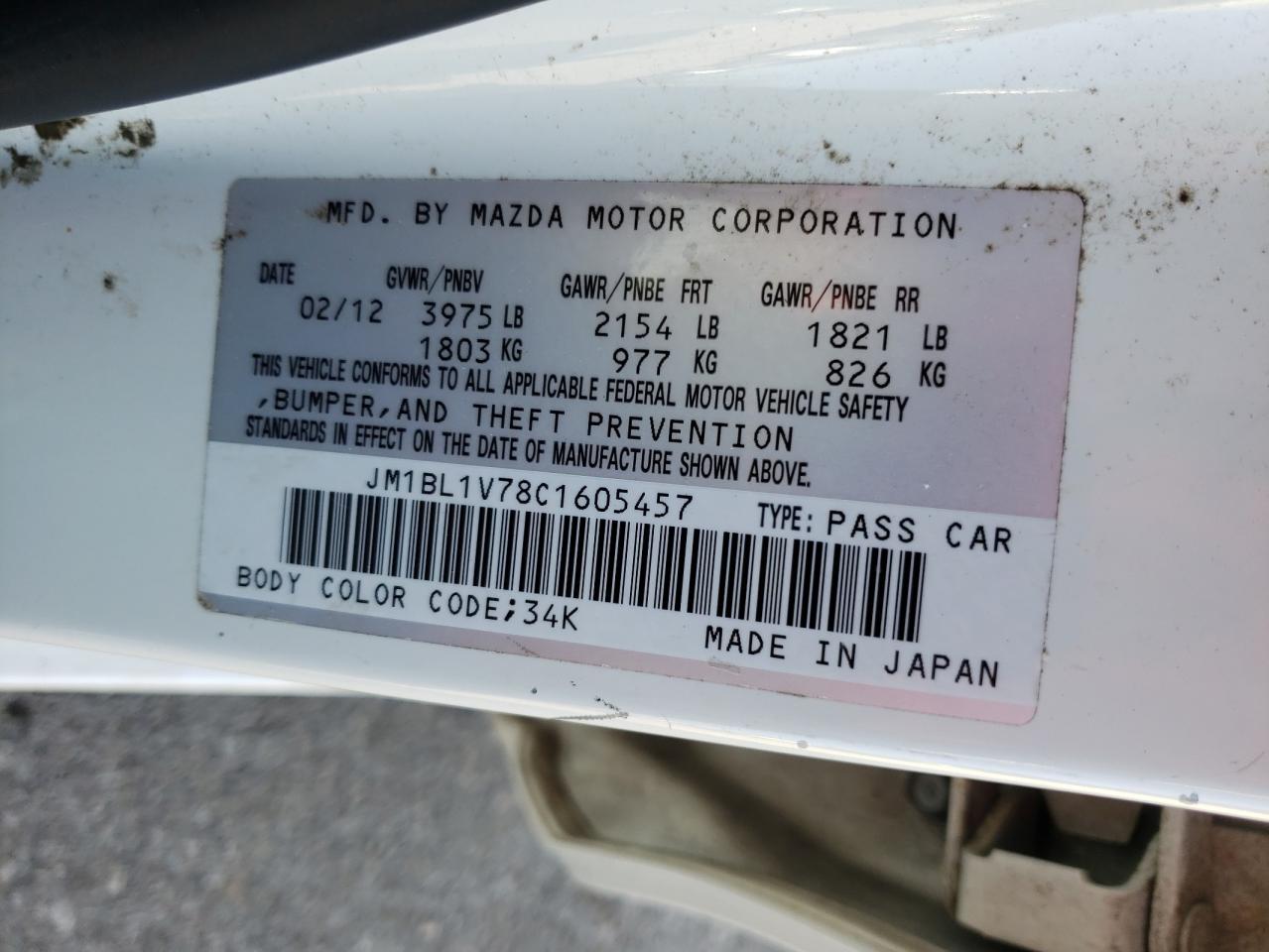 Photo 10 from auction – 2012 MAZDA 3 with VIN JM1BL1V78C1605457