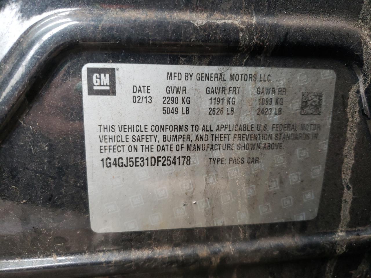 Photo 10 from auction – 2013 BUICK LACROSSE T with VIN 1G4GJ5E31DF254178