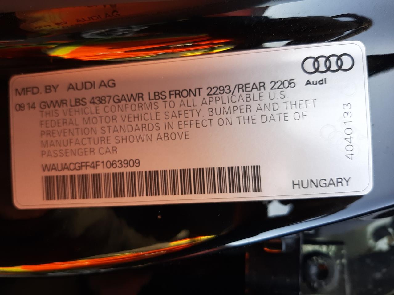 Photo 10 from auction – 2015 AUDI A3 PREMIUM with VIN WAUACGFF4F1063909