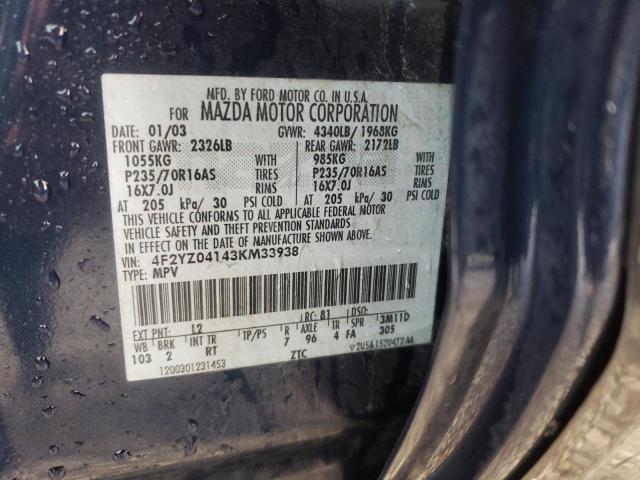 Photo 10 from auction – 2003 MAZDA TRIBUTE LX with VIN 4F2YZ04143KM33938