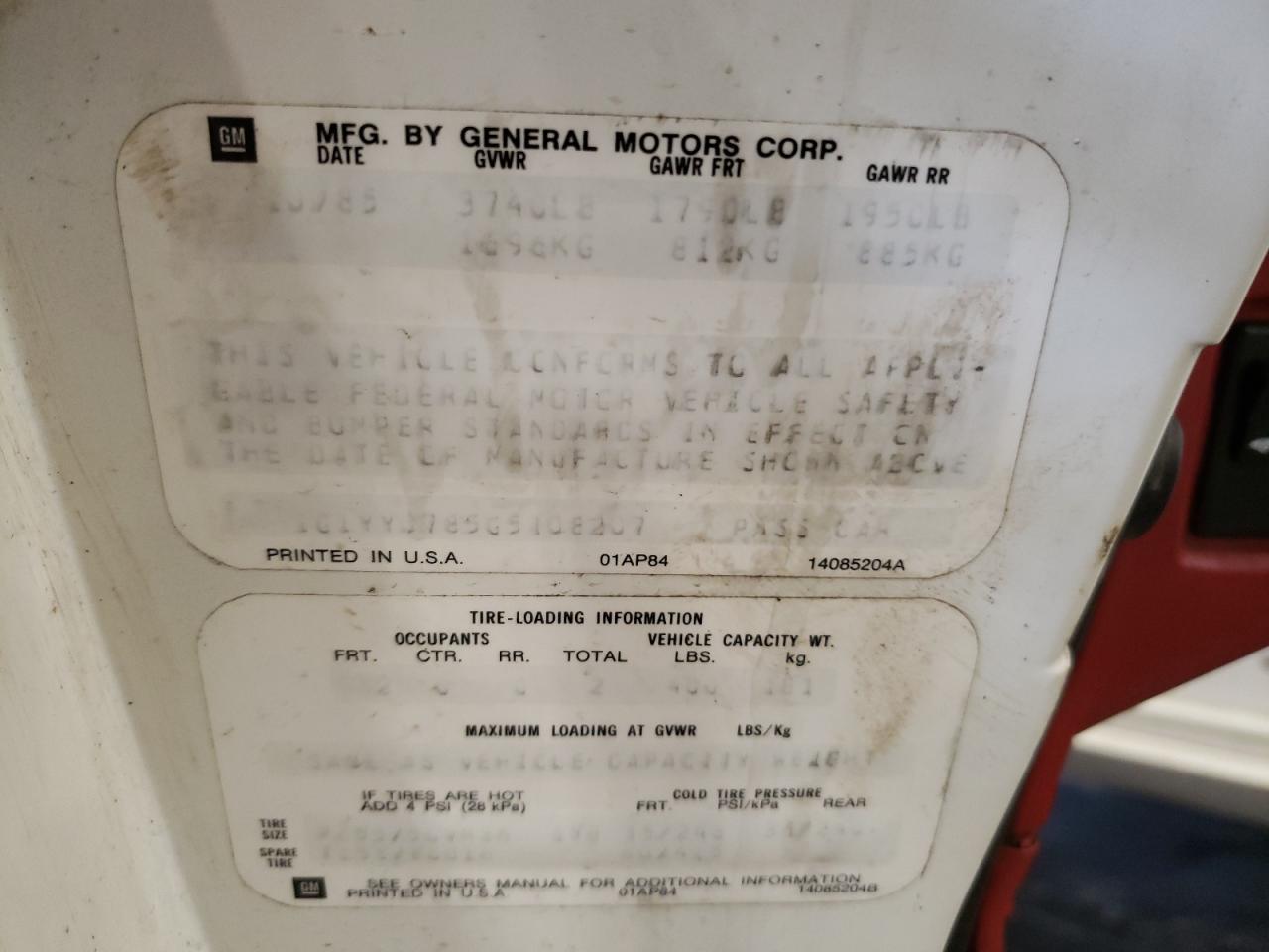 Photo 10 from auction – 1986 CHEVROLET CORVETTE with VIN 1G1YY0785G5108207