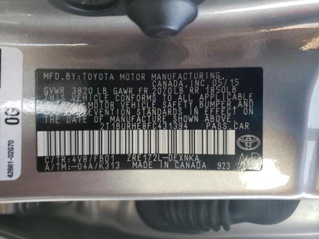 Photo 10 from auction – 2015 TOYOTA COROLLA L with VIN 2T1BURHE8FC431394