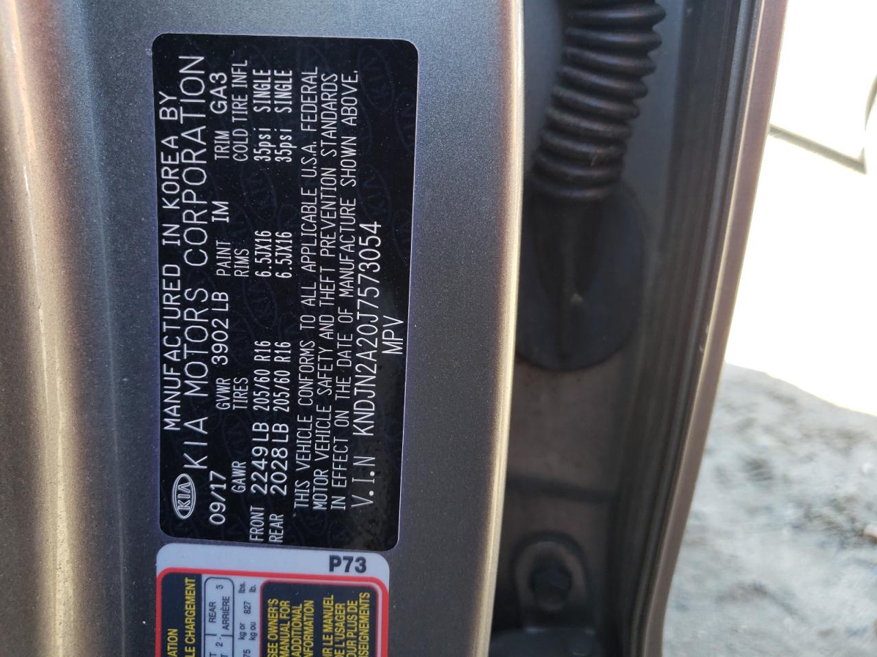 Photo 10 from auction – 2018 KIA SOUL with VIN KNDJN2A20J7573054