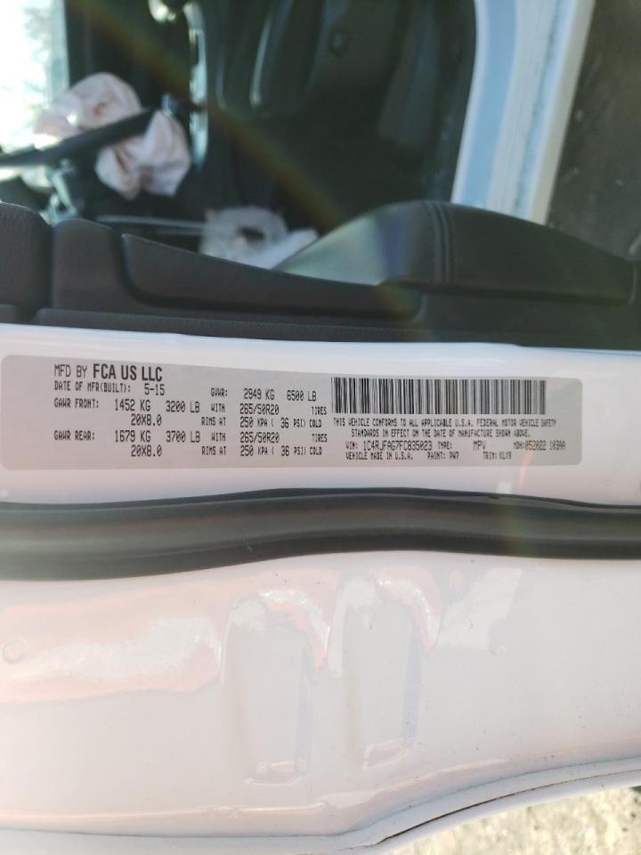 Photo 10 from auction – 2015 JEEP GRAND CHER with VIN 1C4RJFAG7FC835023