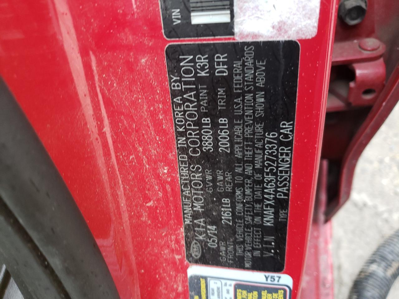Photo 10 from auction – 2015 KIA FORTE LX with VIN KNAFX4A63F5273376