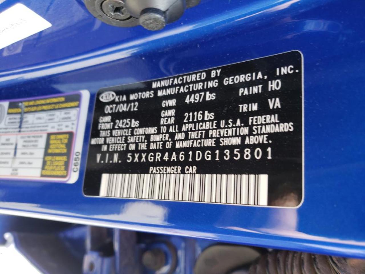 Photo 10 from auction – 2013 KIA OPTIMA SX with VIN 5XXGR4A61DG135801
