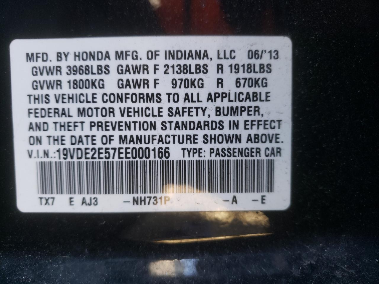 Photo 10 from auction – 2014 ACURA ILX 24 PRE with VIN 19VDE2E57EE000166
