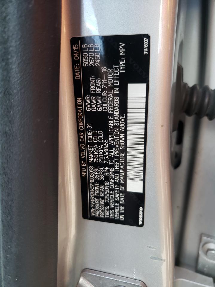 Photo 10 from auction – 2015 VOLVO V60 CROSS with VIN YV4612HK5F1002058