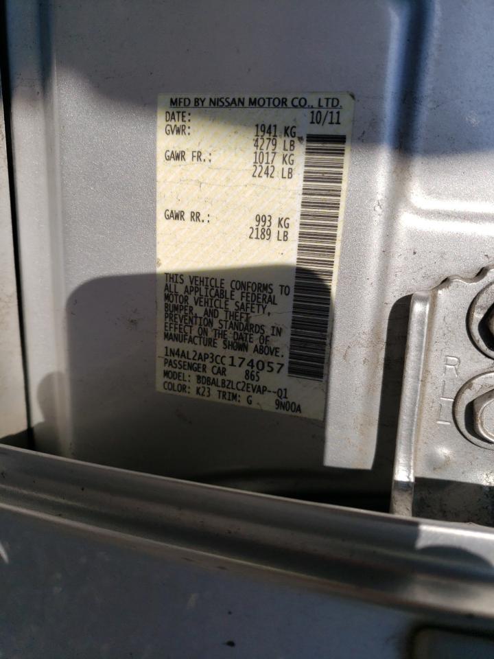 Photo 10 from auction – 2012 NISSAN ALTIMA BAS with VIN 1N4AL2AP3CC174057