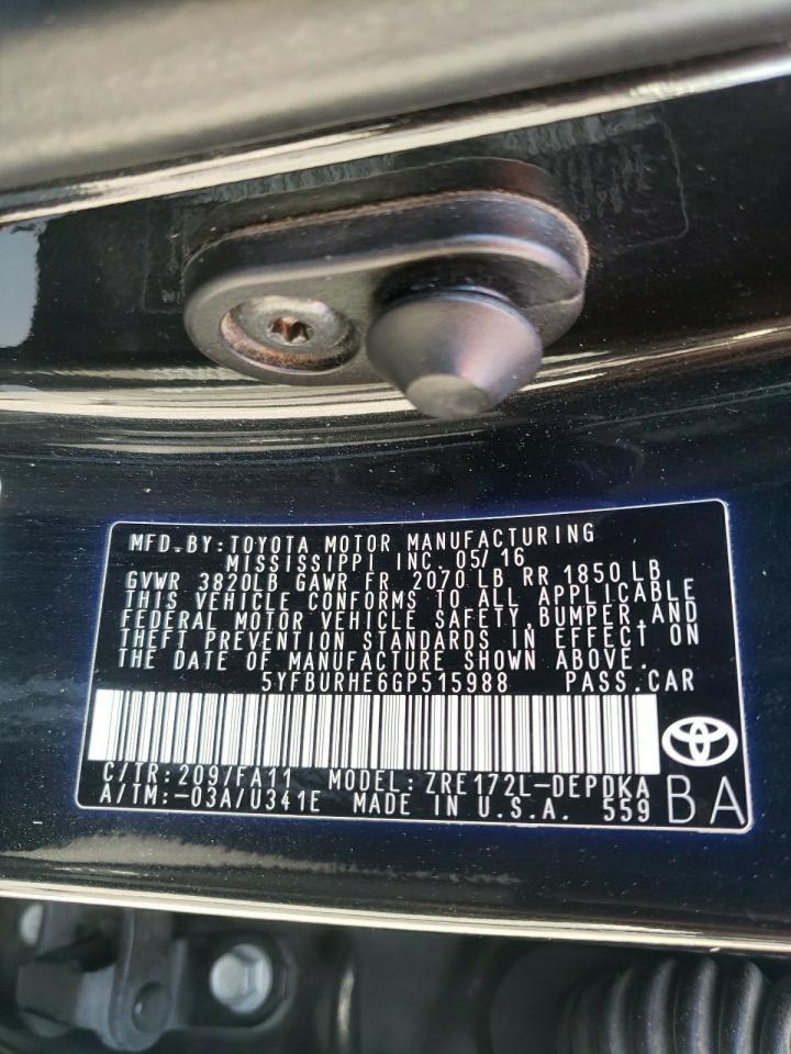 Photo 10 from auction – 2016 TOYOTA COROLLA L with VIN 5YFBURHE6GP515988