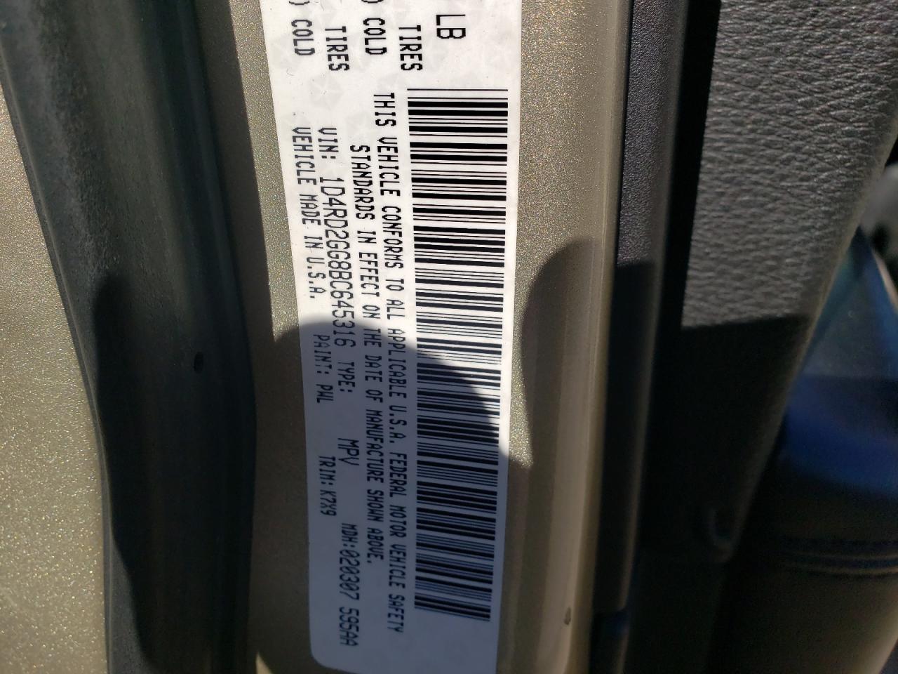 Photo 10 from auction – 2011 DODGE DURANGO EX with VIN 1D4RD2GG8BC645316