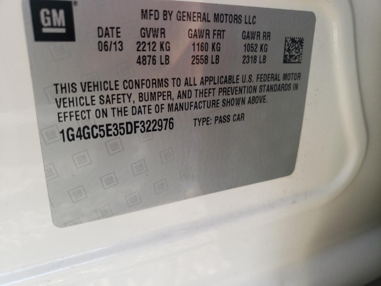 Photo 10 from auction – 2013 BUICK LACROSSE with VIN 1G4GC5E35DF322976