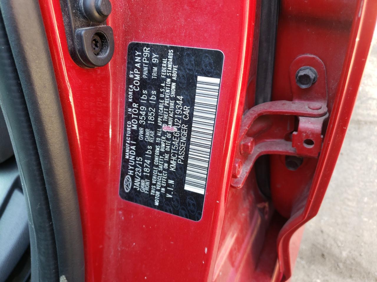 Photo 10 from auction – 2015 HYUNDAI ACCENT GS with VIN KMHCT5AE6FU219344