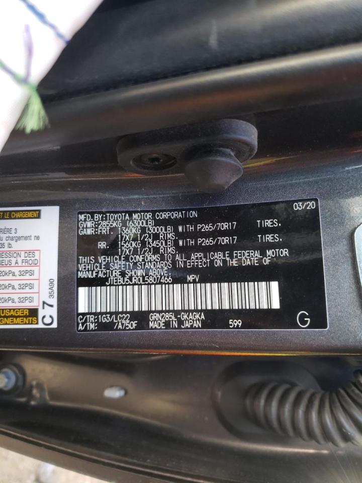 Photo 10 from auction – 2020 TOYOTA 4RUNNER SR with VIN JTEBU5JR0L5807466