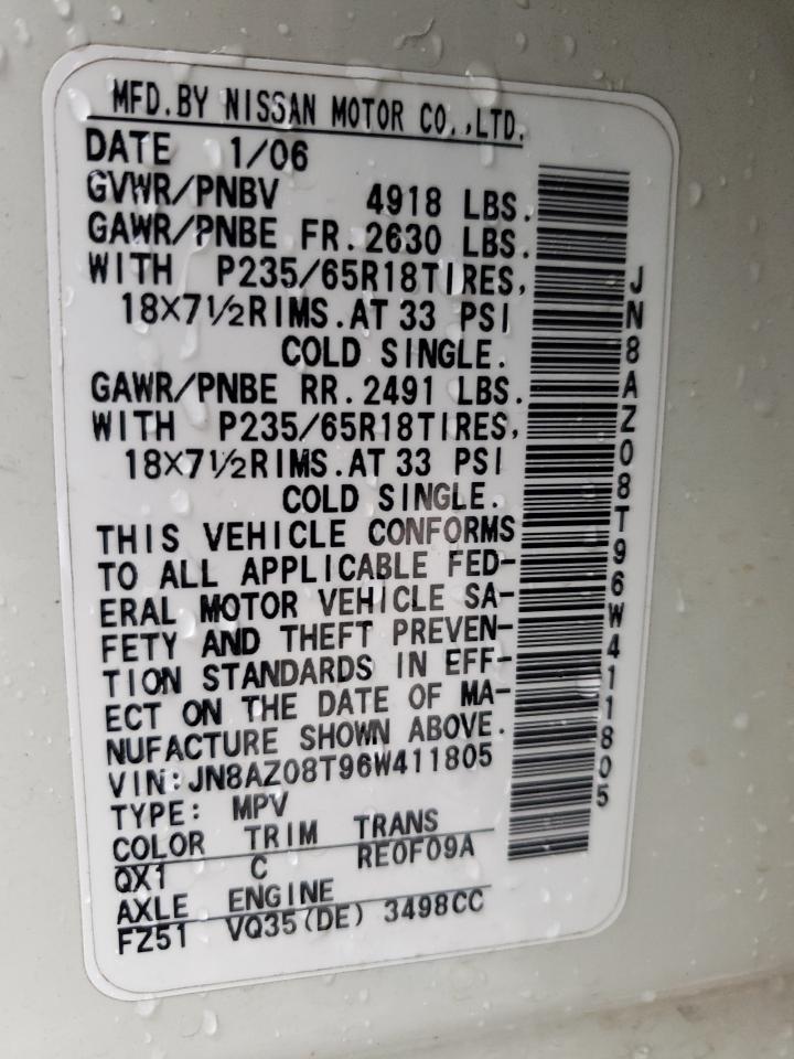 Photo 10 from auction – 2006 NISSAN MURANO with VIN JN8AZ08T96W411805