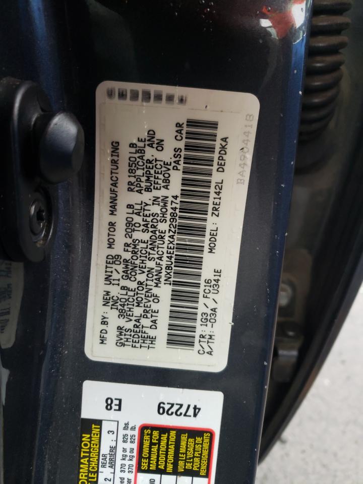 Photo 10 from auction – 2010 TOYOTA COROLLA BA with VIN 1NXBU4EEXAZ298474