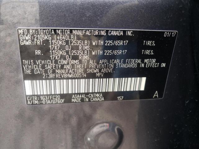 Photo 10 from auction – 2017 TOYOTA RAV4 XLE with VIN 2T3RFREV8HW600514