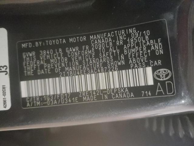 Photo 10 from auction – 2010 TOYOTA COROLLA BA with VIN 2T1BU4EE3AC487226