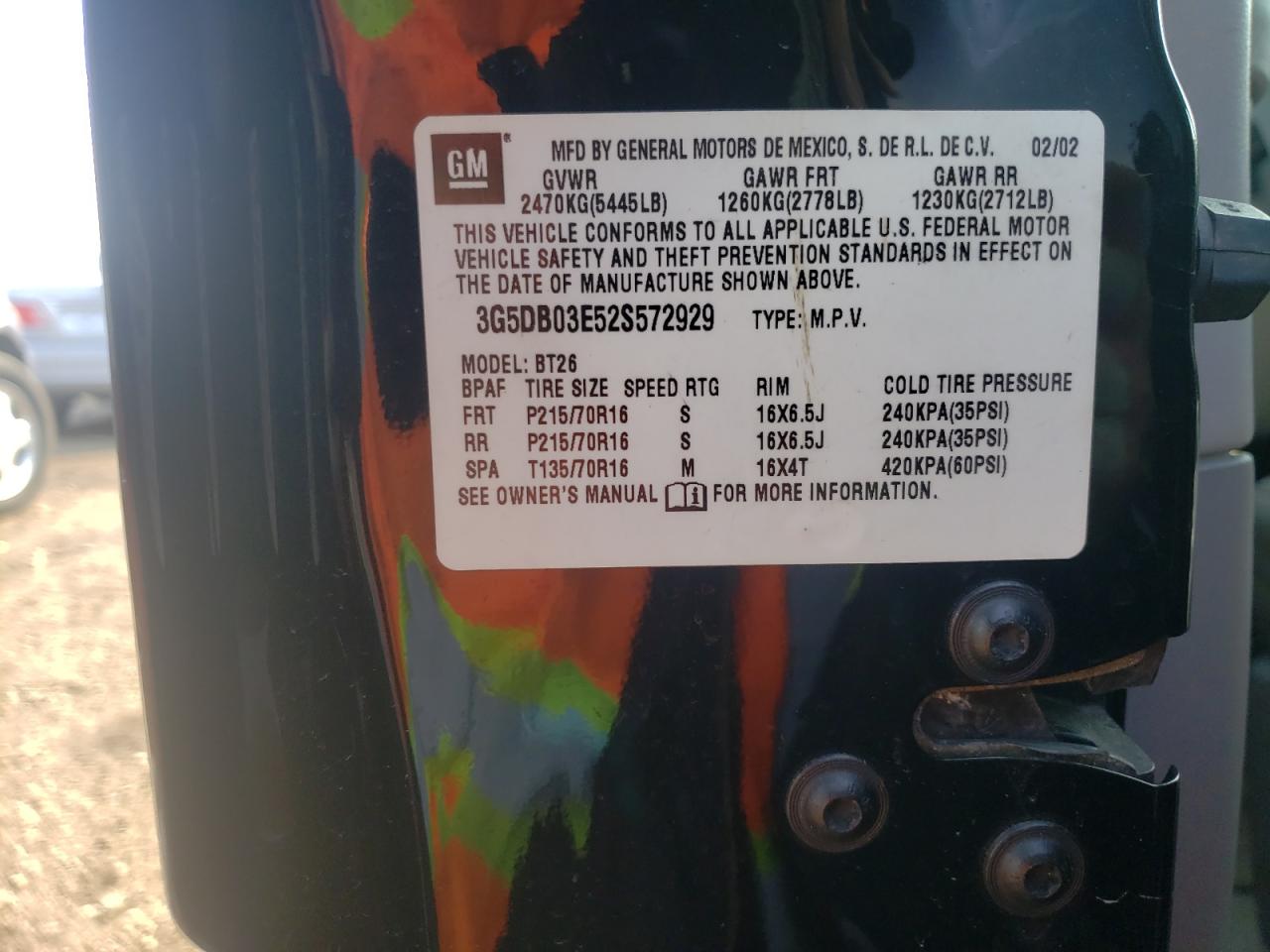 Photo 10 from auction – 2002 BUICK RENDEZVOUS with VIN 3G5DB03E52S572929