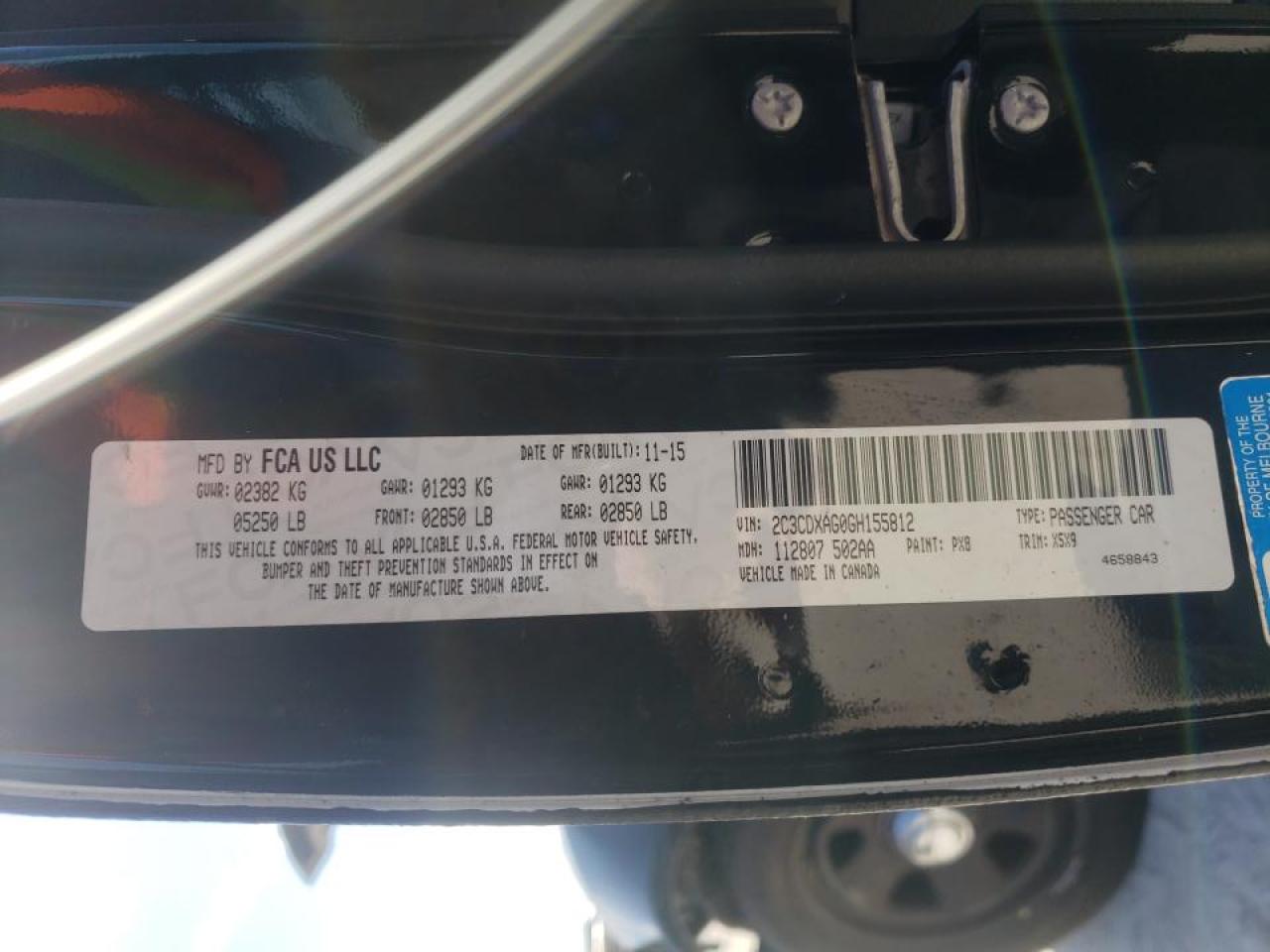Photo 10 from auction – 2016 DODGE CHARGER PO with VIN 2C3CDXAG0GH155812
