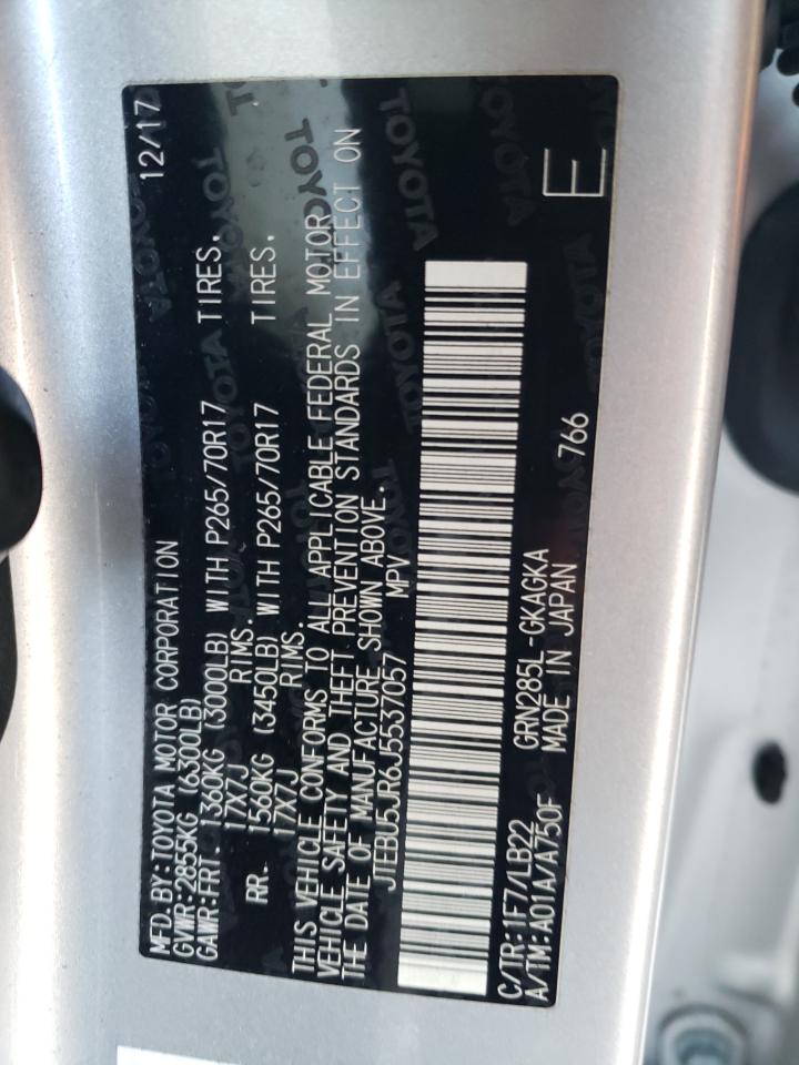 Photo 10 from auction – 2018 TOYOTA 4RUNNER SR with VIN JTEBU5JR6J5537057