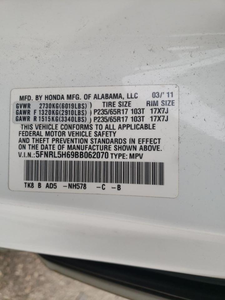 Photo 10 from auction – 2011 HONDA ODYSSEY EX with VIN 5FNRL5H69BB062070