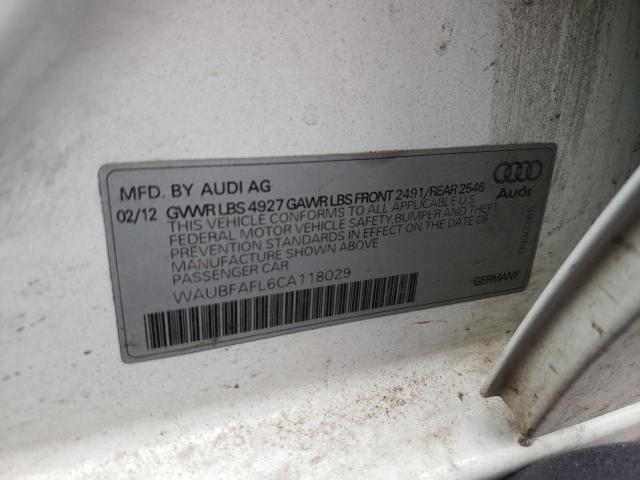 Photo 10 from auction – 2012 AUDI A4 PREMIUM with VIN WAUBFAFL6CA118029