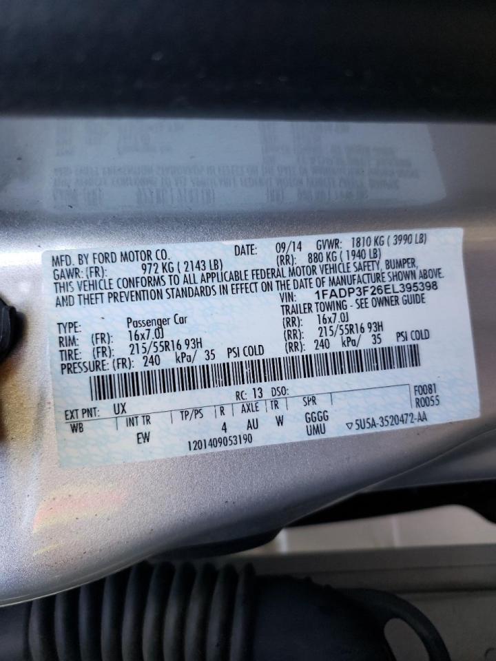 Photo 10 from auction – 2014 FORD FOCUS SE with VIN 1FADP3F26EL395398