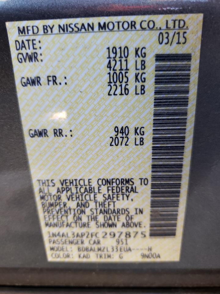 Photo 10 from auction – 2015 NISSAN ALTIMA 2.5 with VIN 1N4AL3AP2FC297875