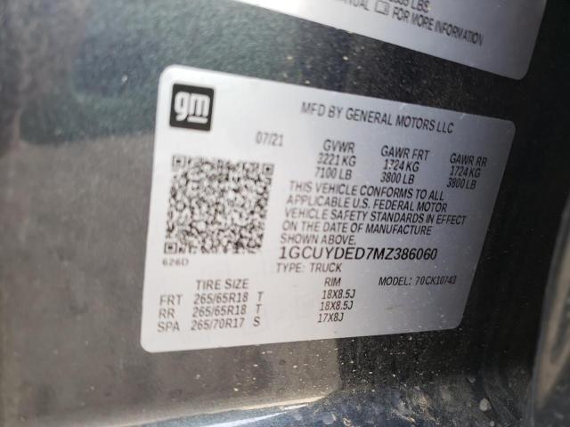 Photo 10 from auction – 2021 CHEVROLET SILVERADO with VIN 1GCUYDED7MZ386060