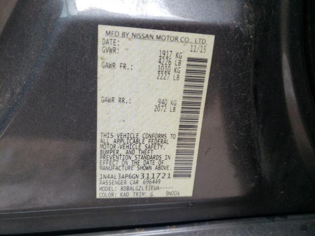 Photo 10 from auction – 2016 NISSAN ALTIMA 2.5 with VIN 1N4AL3AP6GN311721