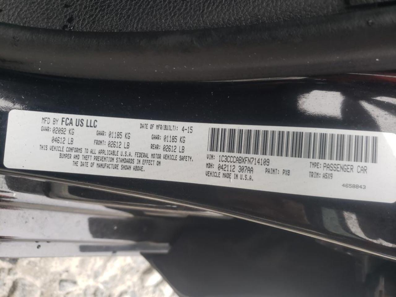 Photo 10 from auction – 2015 CHRYSLER 200 LIMITE with VIN 1C3CCCABXFN714109