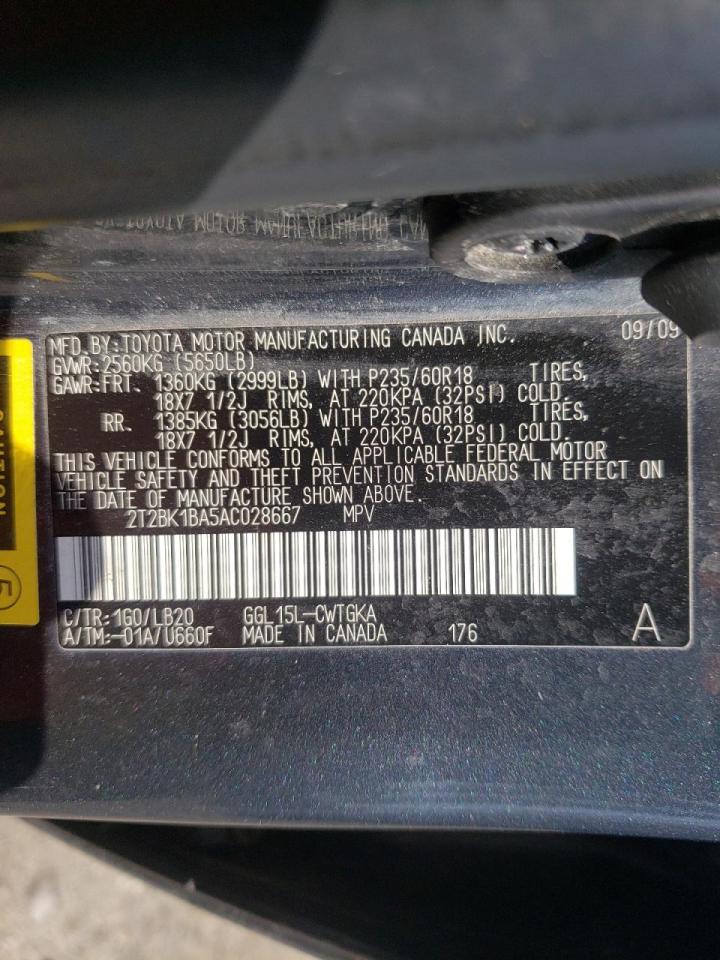Photo 10 from auction – 2010 LEXUS RX 350 with VIN 2T2BK1BA5AC028667