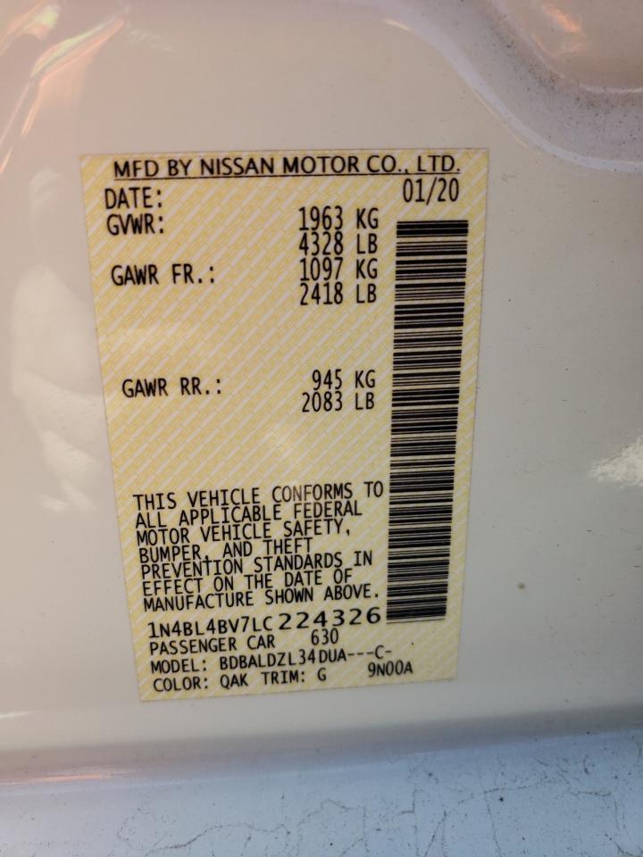 Photo 10 from auction – 2020 NISSAN ALTIMA S with VIN 1N4BL4BV7LC224326