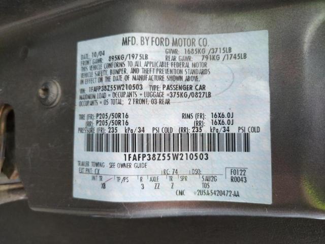 Photo 10 from auction – 2005 FORD FOCUS ZX4 with VIN 1FAFP38Z55W210503