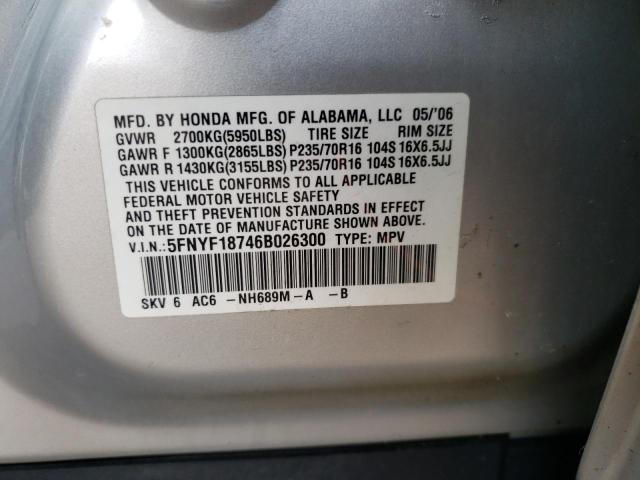 Photo 10 from auction – 2006 HONDA PILOT with VIN 5FNYF18746B026300
