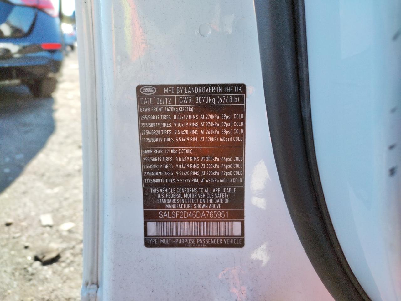 Photo 10 from auction – 2013 LAND ROVER RANGE ROVE with VIN SALSF2D46DA765951