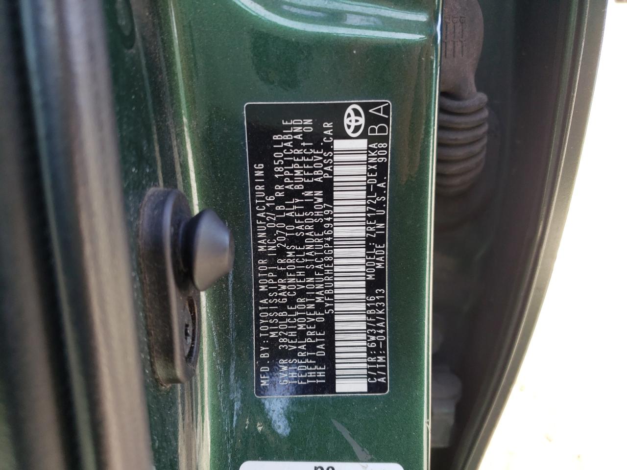 Photo 10 from auction – 2016 TOYOTA COROLLA L with VIN 5YFBURHE8GP469497