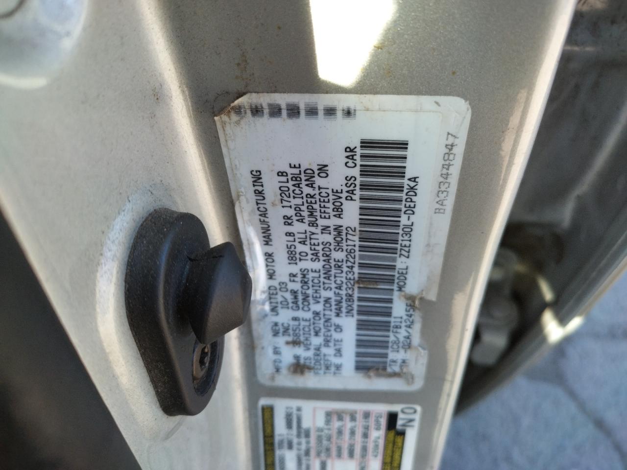 Photo 10 from auction – 2004 TOYOTA COROLLA with VIN 1NXBR32E34Z261772