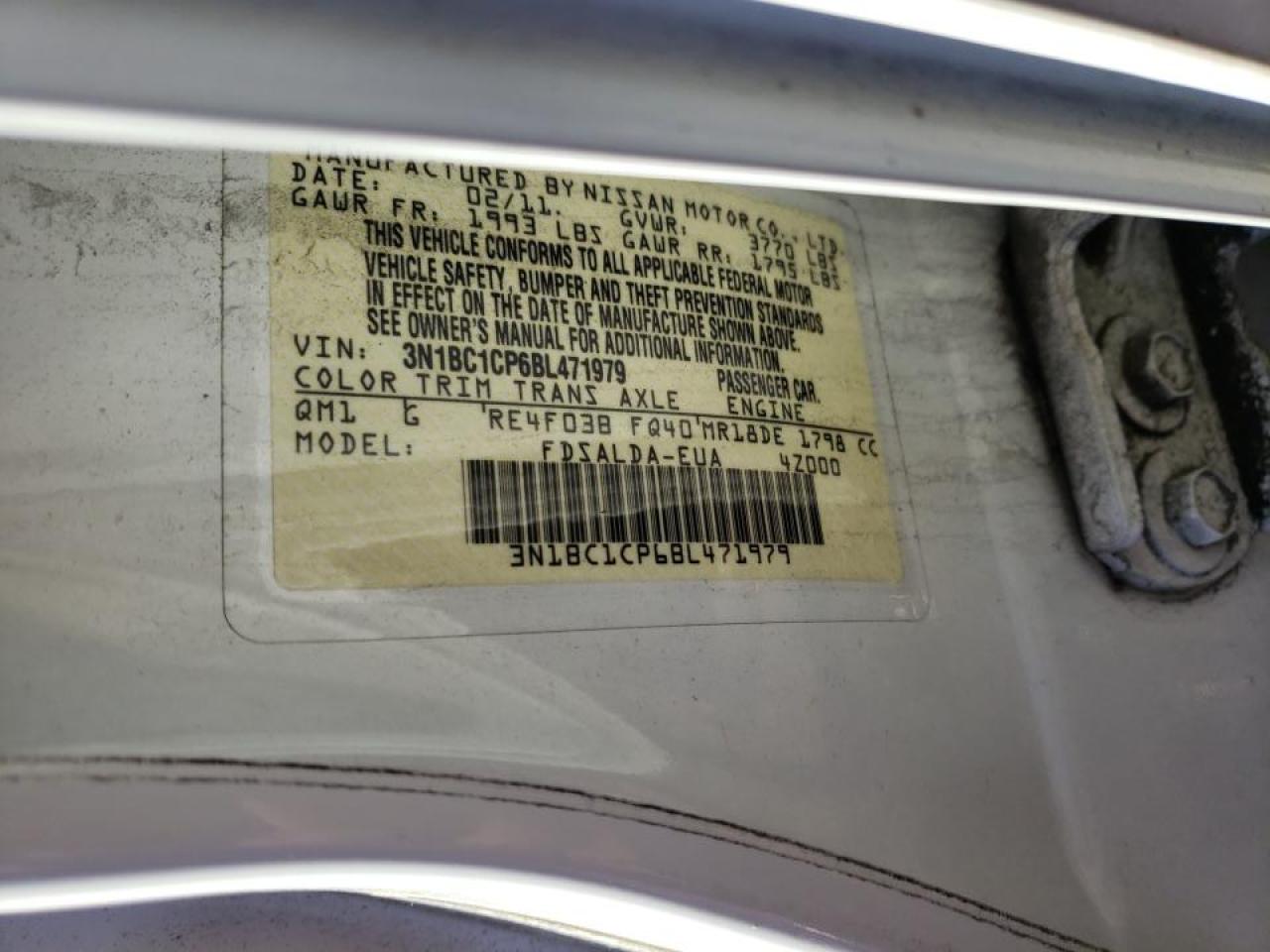 Photo 10 from auction – 2011 NISSAN VERSA S with VIN 3N1BC1CP6BL471979
