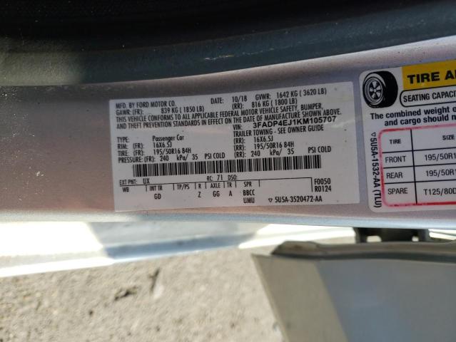 Photo 10 from auction – 2019 FORD FIESTA SE with VIN 3FADP4EJ1KM105707