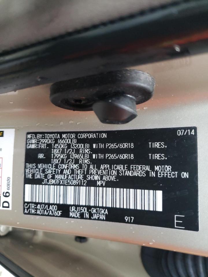 Photo 10 from auction – 2014 LEXUS GX 460 with VIN JTJBM7FX1E5089112