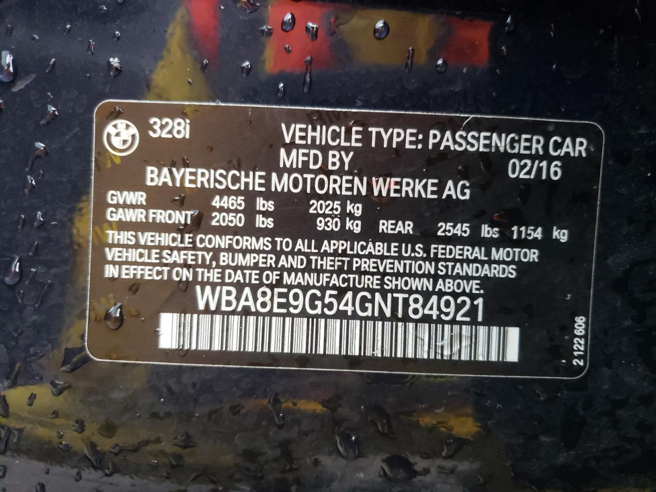 Photo 10 from auction – 2016 BMW 328 I SULE with VIN WBA8E9G54GNT84921