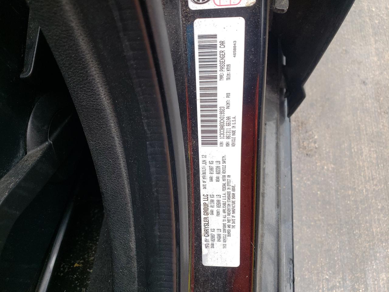 Photo 10 from auction – 2012 CHRYSLER 200 LX with VIN 1C3CCBAB3CN319923