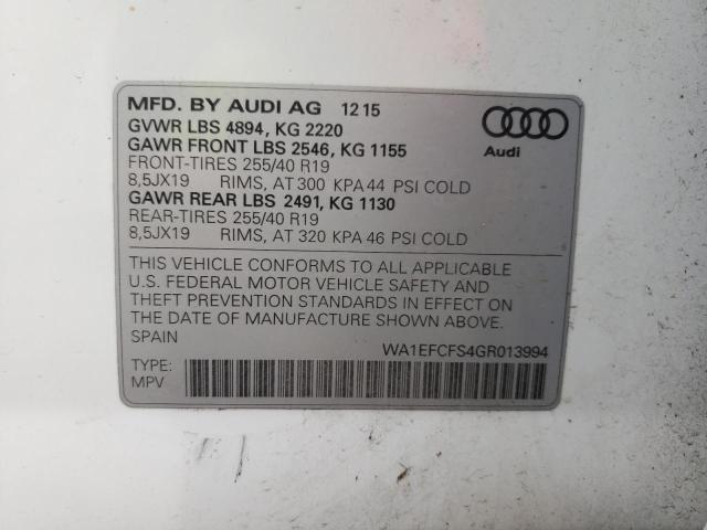 Photo 10 from auction – 2016 AUDI Q3 PREMIUM with VIN WA1EFCFS4GR013994